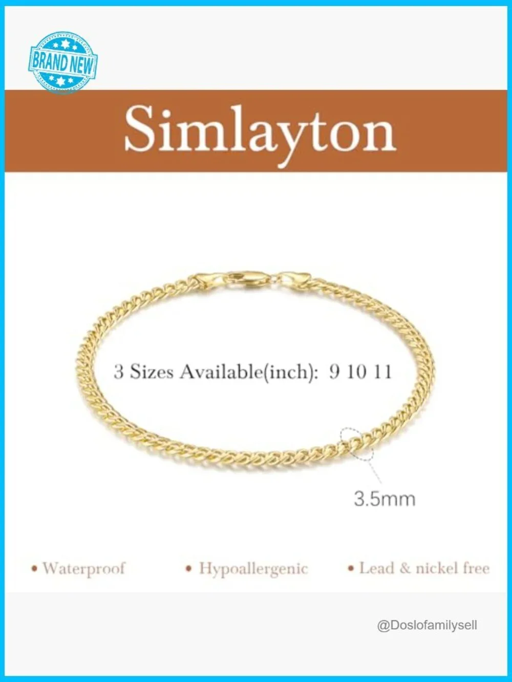14K Gold Cuban Link Anklet Elegant Minimalist Waterproof Adjustable Sizes